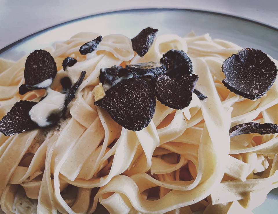 Truffle shavings on pasta